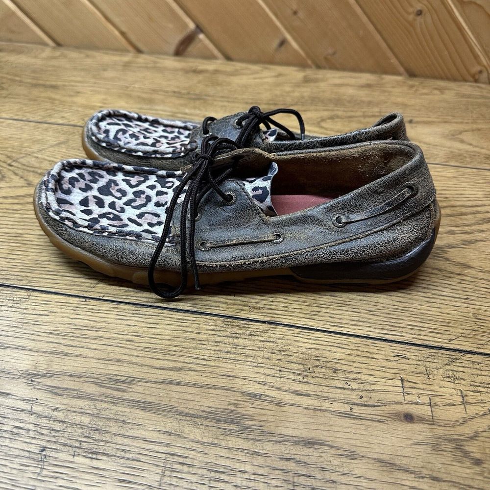 Twisted X Gray and Leopard Print Moccasins - Picture 4 of 6